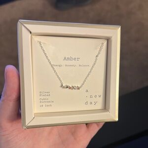 A New Day Silver Plated Amber Necklace